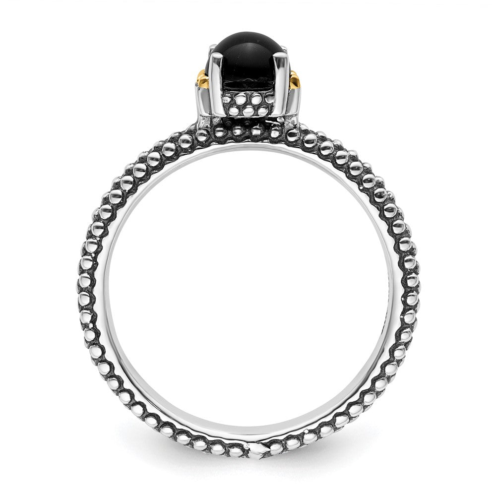14K/silver Bicolor Sterlingsilber & 14K Stapelbar Expressions Onyx Antikisiert Ring