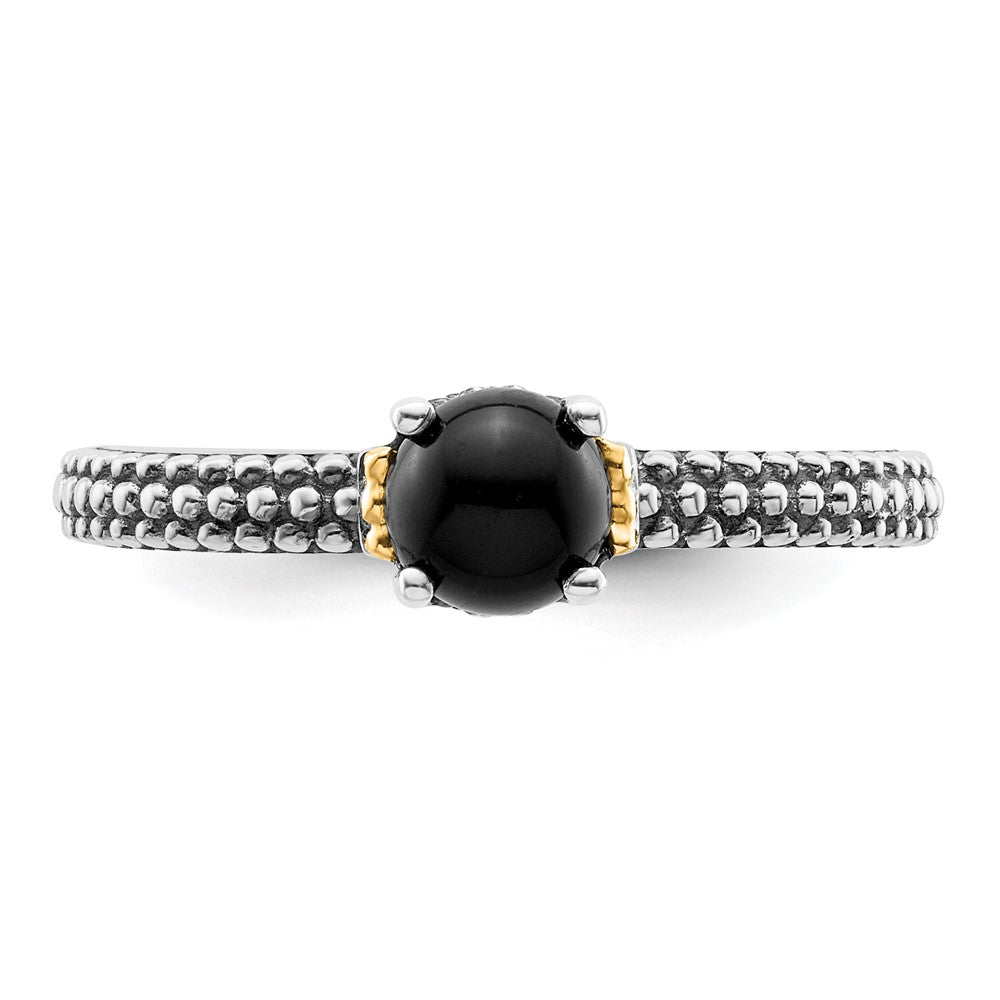 14K/silver Bicolor Sterlingsilber & 14K Stapelbar Expressions Onyx Antikisiert Ring