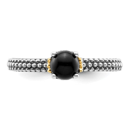 14K/silver Bicolor Sterlingsilber & 14K Stapelbar Expressions Onyx Antikisiert Ring
