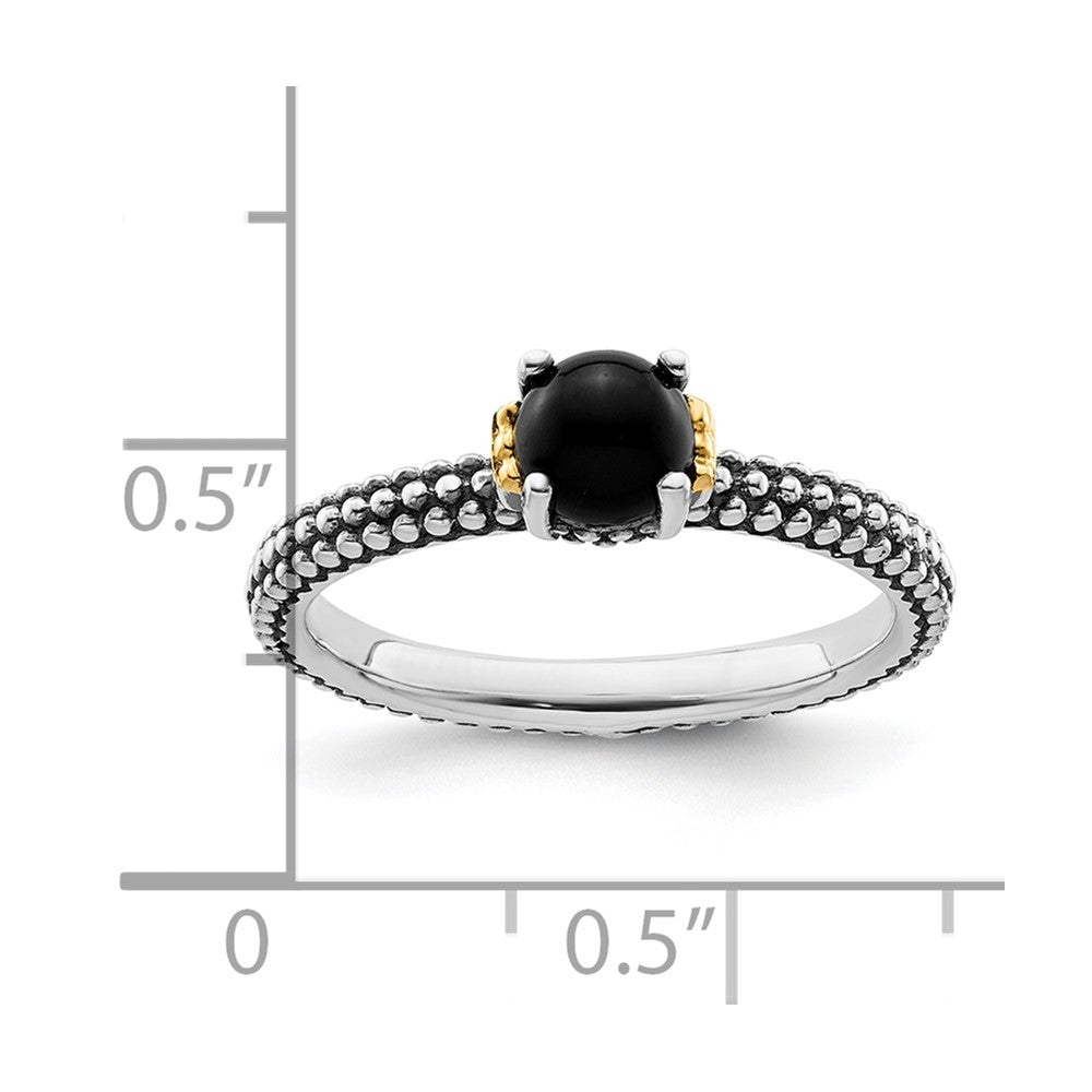 14K/silver Bicolor Sterlingsilber & 14K Stapelbar Expressions Onyx Antikisiert Ring