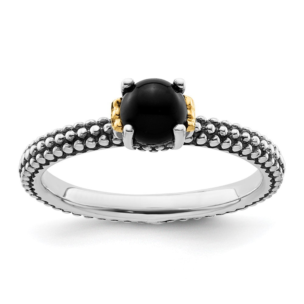 14K/silver Bicolor Sterlingsilber & 14K Stapelbar Expressions Onyx Antikisiert Ring