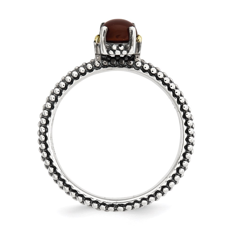 14K/silver Bicolor Sterlingsilber & 14K Stapelbar Expressions Rot Achat Antikisiert Ring (size 8 Nur)