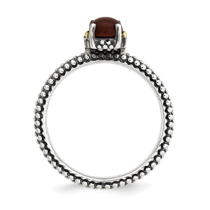 14K/silver Bicolor Sterlingsilber & 14K Stapelbar Expressions Rot Achat Antikisiert Ring (size 8 Nur)