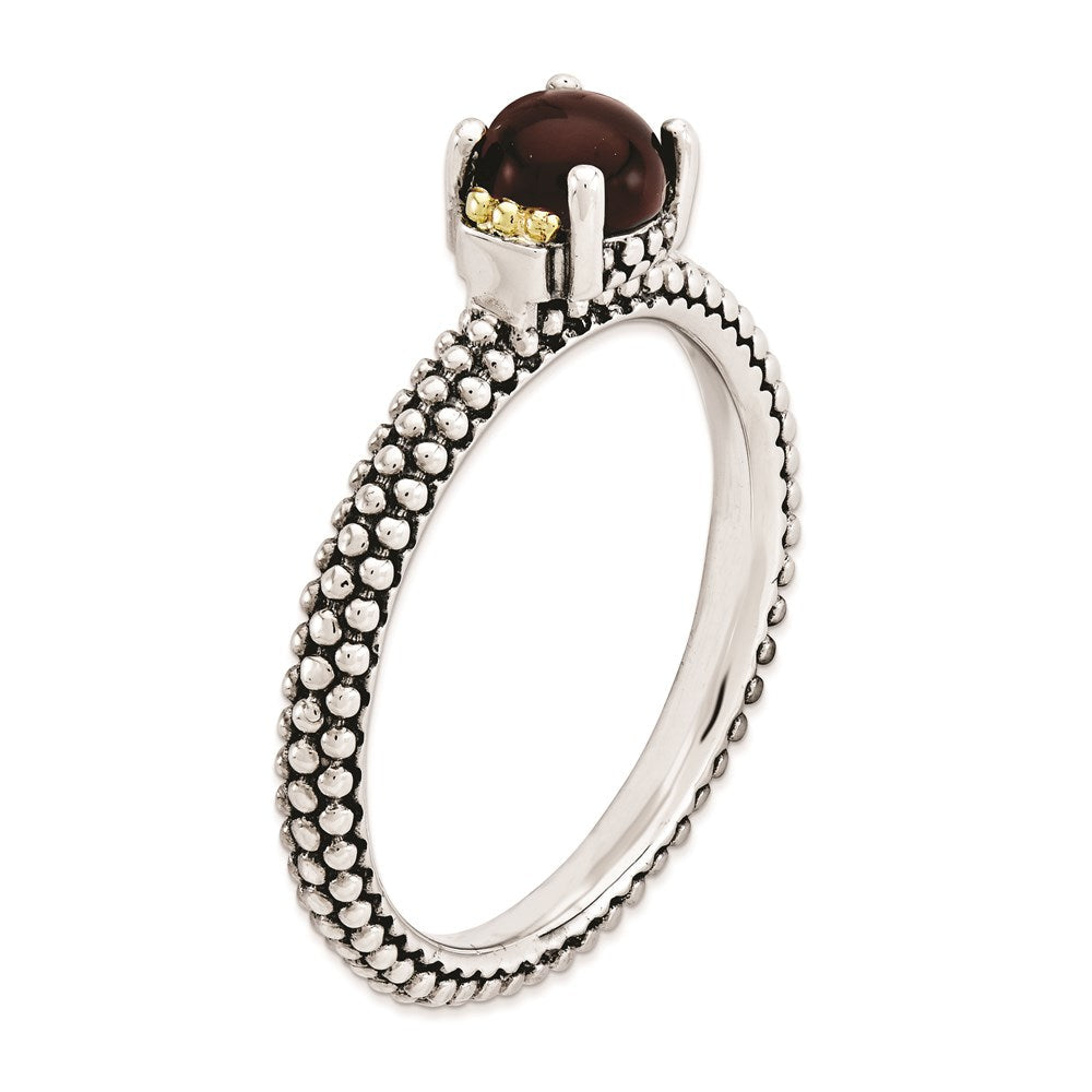 14K/silver Bicolor Sterlingsilber & 14K Stapelbar Expressions Rot Achat Antikisiert Ring (size 8 Nur)