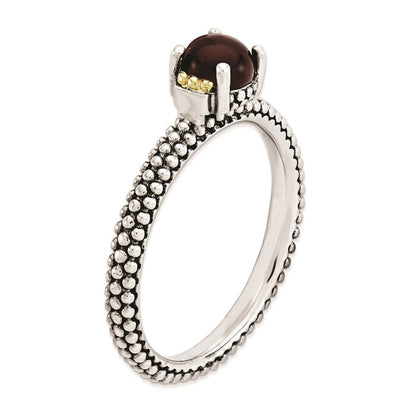 14K/silver Bicolor Sterlingsilber & 14K Stapelbar Expressions Rot Achat Antikisiert Ring (size 8 Nur)