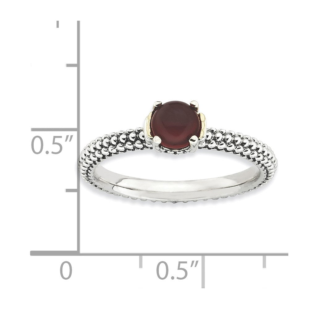 14K/silver Bicolor Sterlingsilber & 14K Stapelbar Expressions Rot Achat Antikisiert Ring (size 8 Nur)