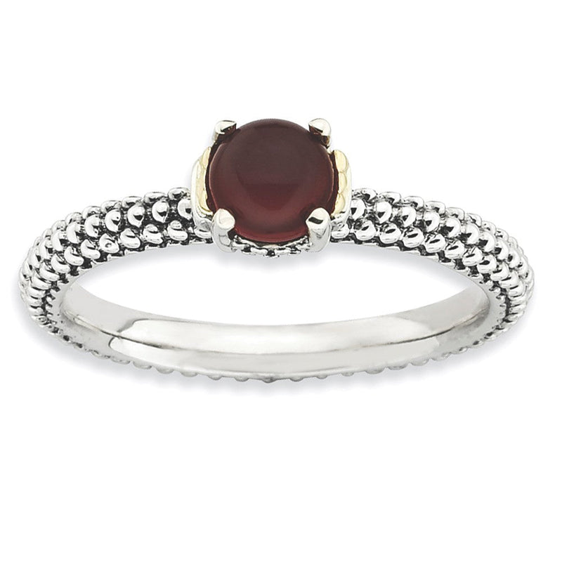 14K/silver Bicolor Sterlingsilber & 14K Stapelbar Expressions Rot Achat Antikisiert Ring (size 8 Nur)