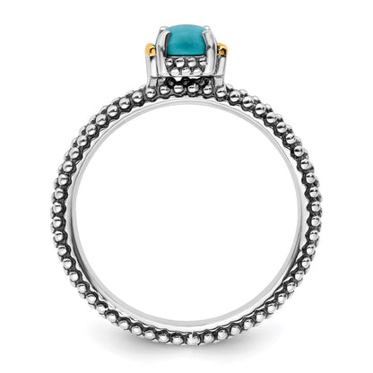 14K/silver Bicolor Sterlingsilber & 14K Stapelbar Expressions Türkis Antikisiert Ring