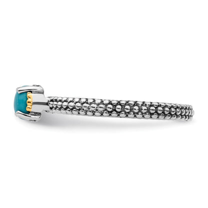 14K/silver Bicolor Sterlingsilber & 14K Stapelbar Expressions Türkis Antikisiert Ring