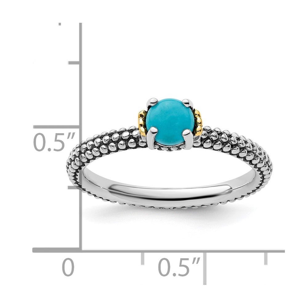 14K/silver Bicolor Sterlingsilber & 14K Stapelbar Expressions Türkis Antikisiert Ring