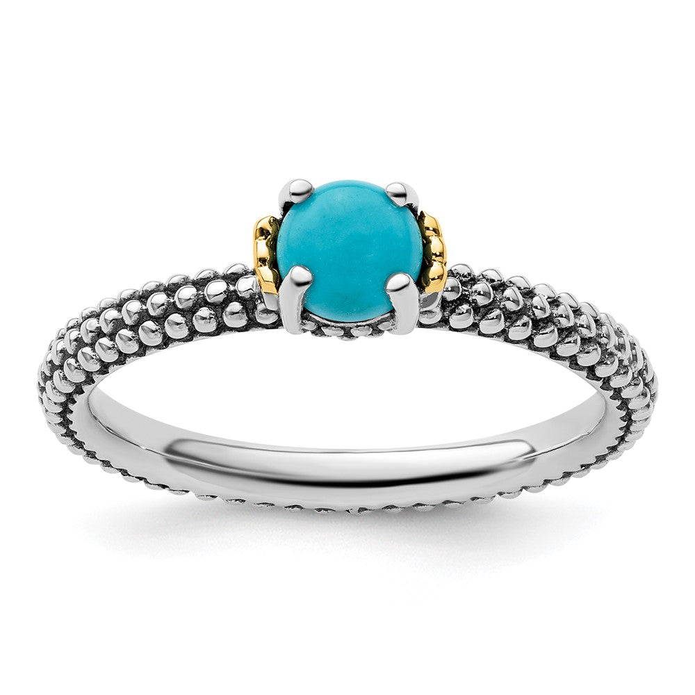 14K/silver Bicolor Sterlingsilber & 14K Stapelbar Expressions Türkis Antikisiert Ring