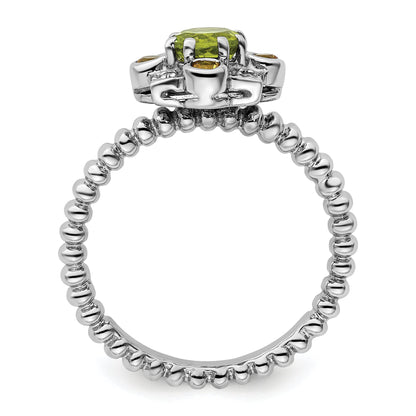 Sterlingsilber Stapelbar Expressions Peridot, Citrin & Diamant Ring