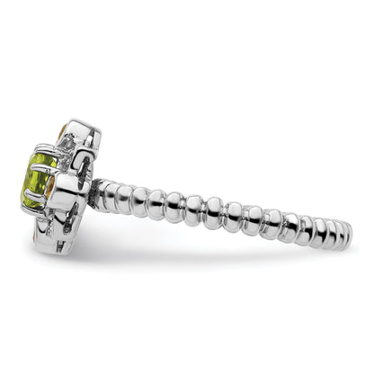 Sterlingsilber Stapelbar Expressions Peridot, Citrin & Diamant Ring