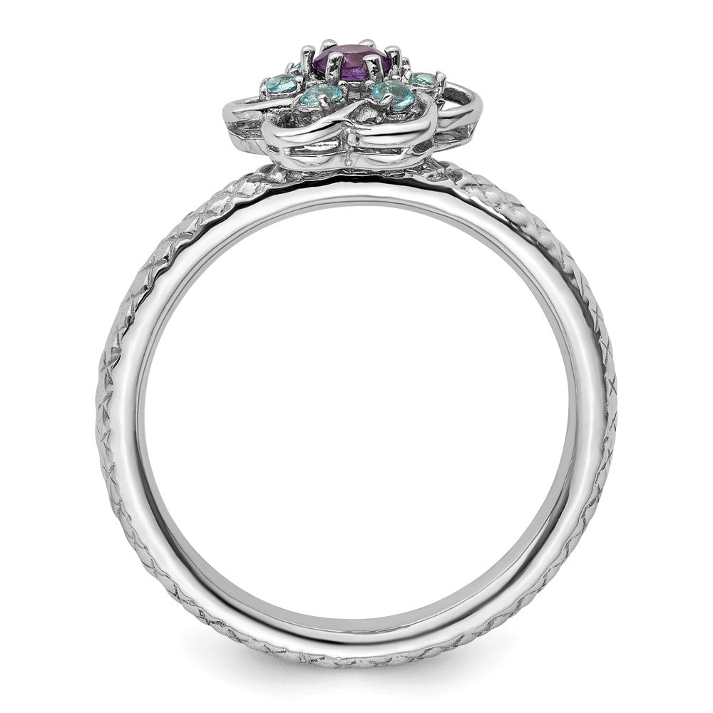 Sterlingsilber Stapelbar Expressions Amethyst & Blautopas Ring