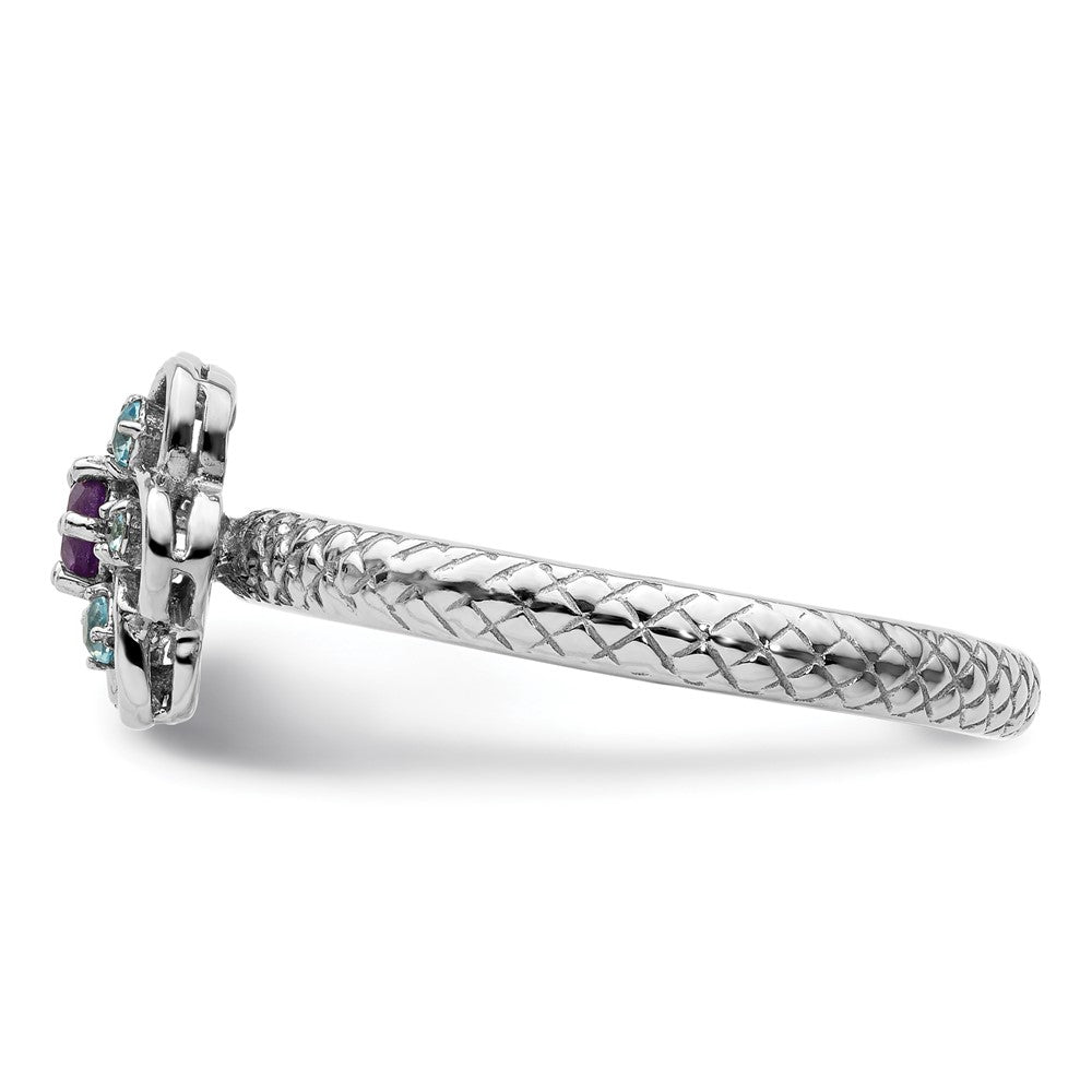 Sterlingsilber Stapelbar Expressions Amethyst & Blautopas Ring