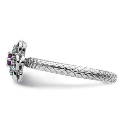 Sterlingsilber Stapelbar Expressions Amethyst & Blautopas Ring