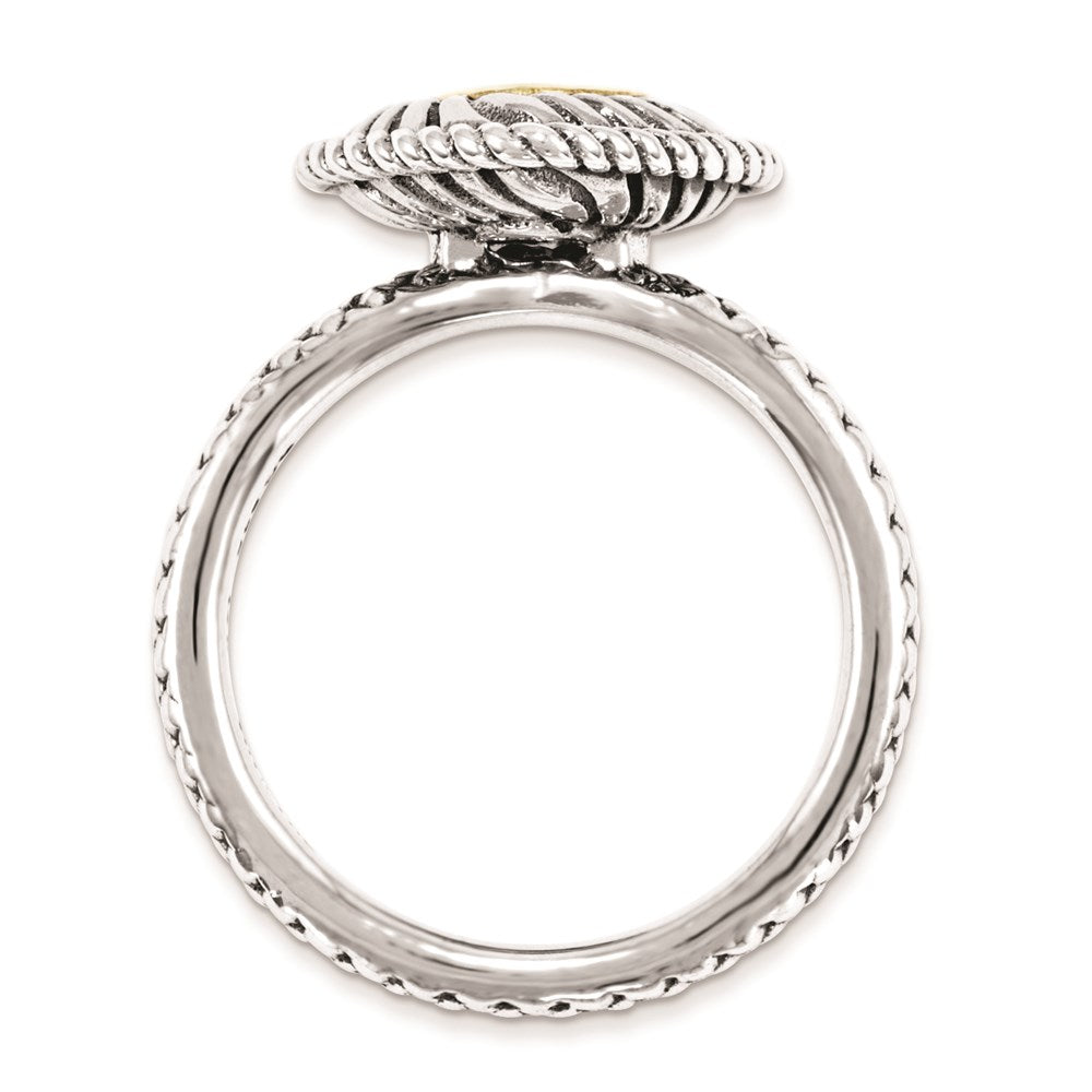 14K/silver Bicolor Sterlingsilber & 14K Stapelbar Expressions Rhod. Granat Antikisiert Ring (size 5 Nur)