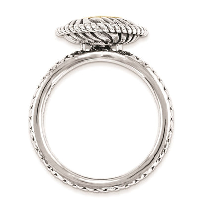 14K/silver Bicolor Sterlingsilber & 14K Stapelbar Expressions Rhod. Granat Antikisiert Ring (size 5 Nur)