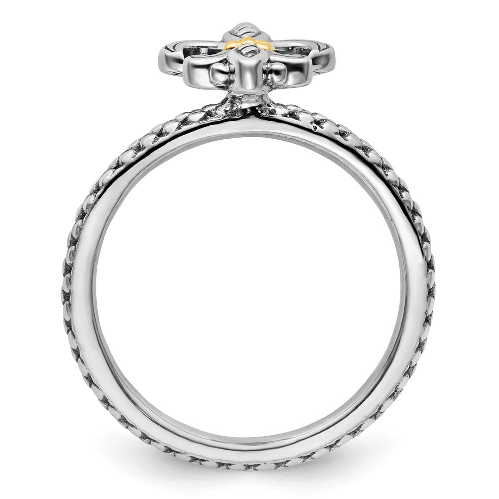 14K/silver Bicolor Sterlingsilber & 14K Stapelbar Expressions Antikisiert Ring