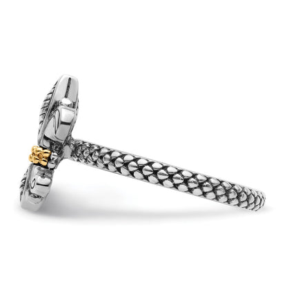 14K/silver Bicolor Sterlingsilber & 14K Stapelbar Expressions Antikisiert Ring