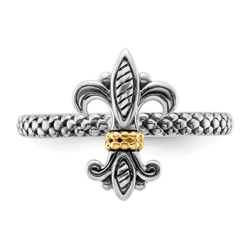 14K/silver Bicolor Sterlingsilber & 14K Stapelbar Expressions Antikisiert Ring
