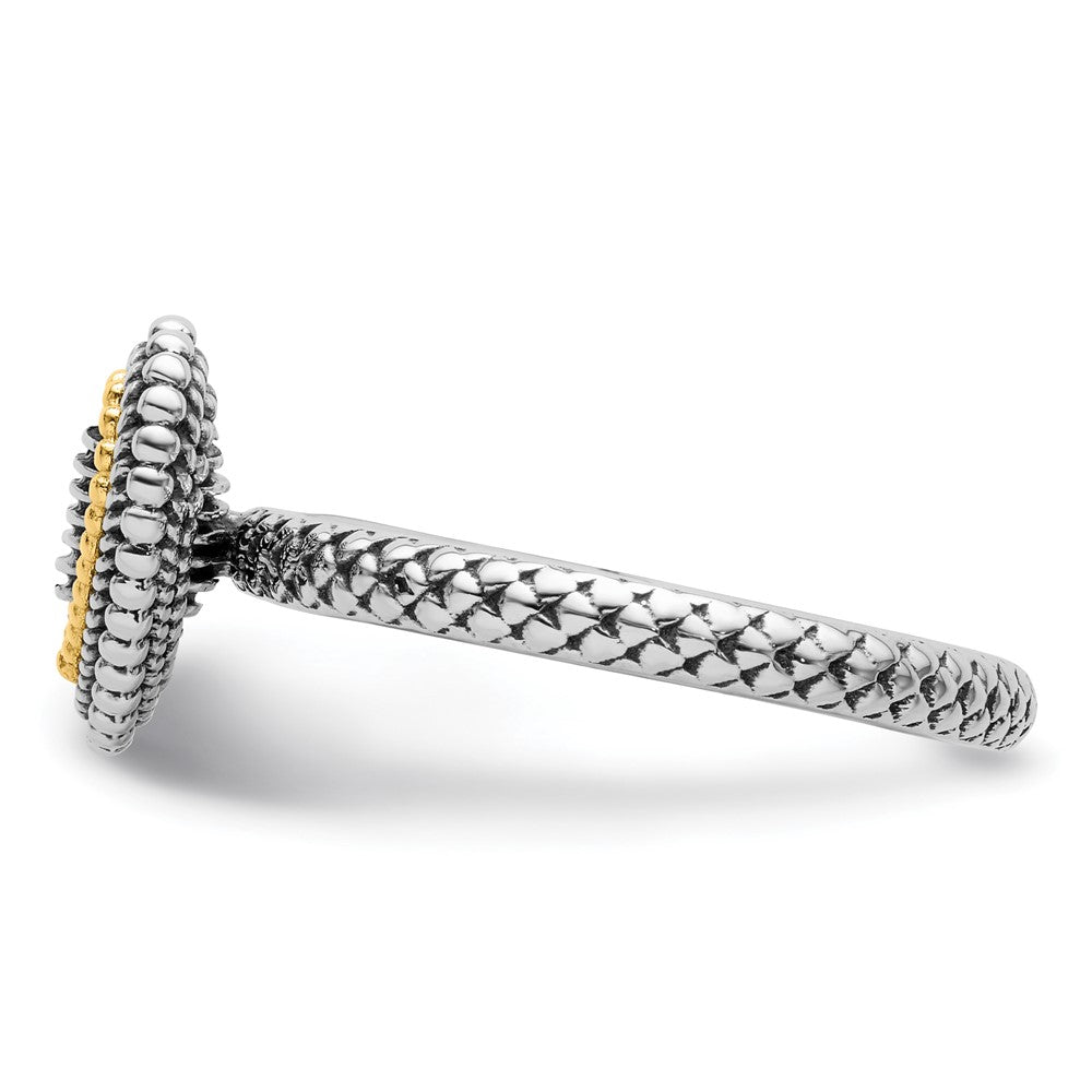 14K/silver Bicolor Sterlingsilber & 14K Stapelbar Expressions Antikisiert Herz Ring (size 7 Nur)
