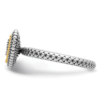 14K/silver Bicolor Sterlingsilber & 14K Stapelbar Expressions Antikisiert Herz Ring (size 7 Nur)