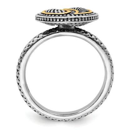 14K/silver Bicolor Sterlingsilber & 14K Stapelbar Expressions Antikisiert Ring