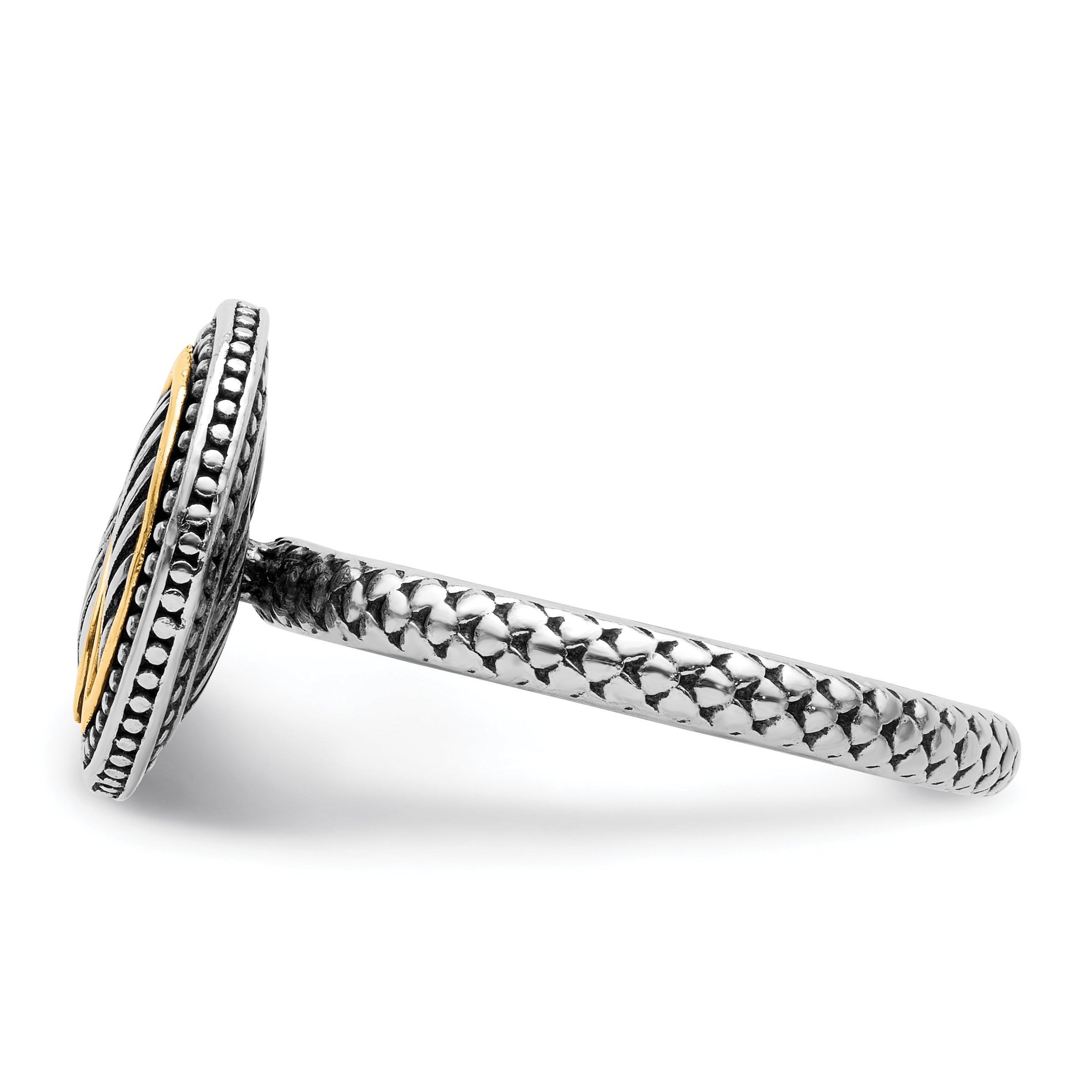 14K/silver Bicolor Sterlingsilber & 14K Stapelbar Expressions Antikisiert Ring