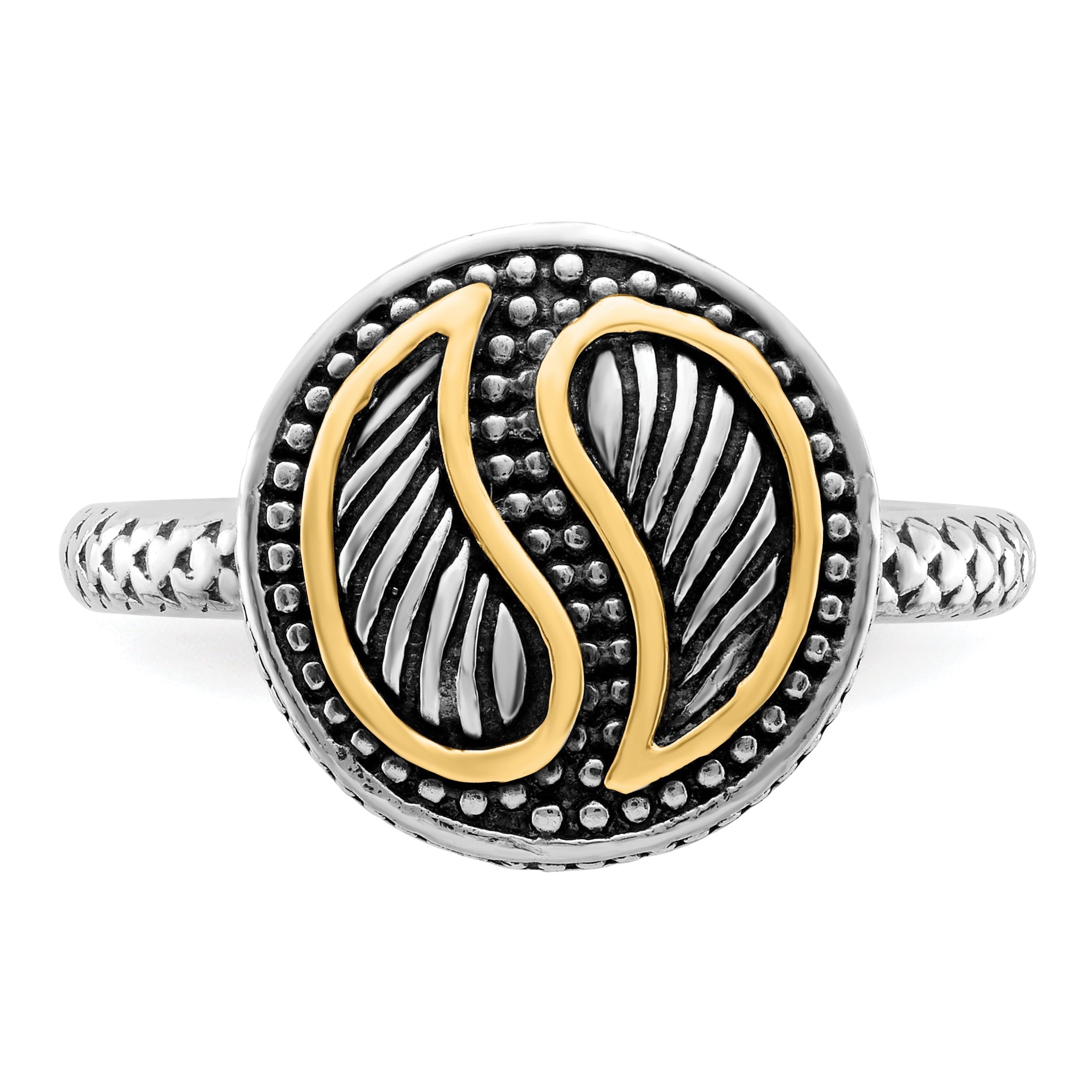 14K/silver Bicolor Sterlingsilber & 14K Stapelbar Expressions Antikisiert Ring