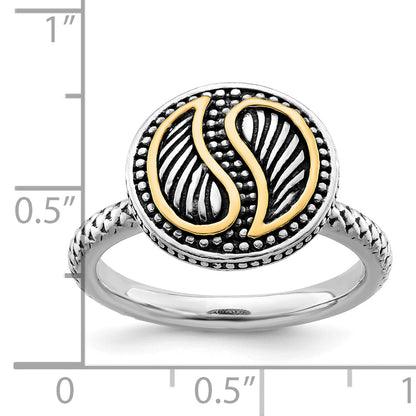 14K/silver Bicolor Sterlingsilber & 14K Stapelbar Expressions Antikisiert Ring