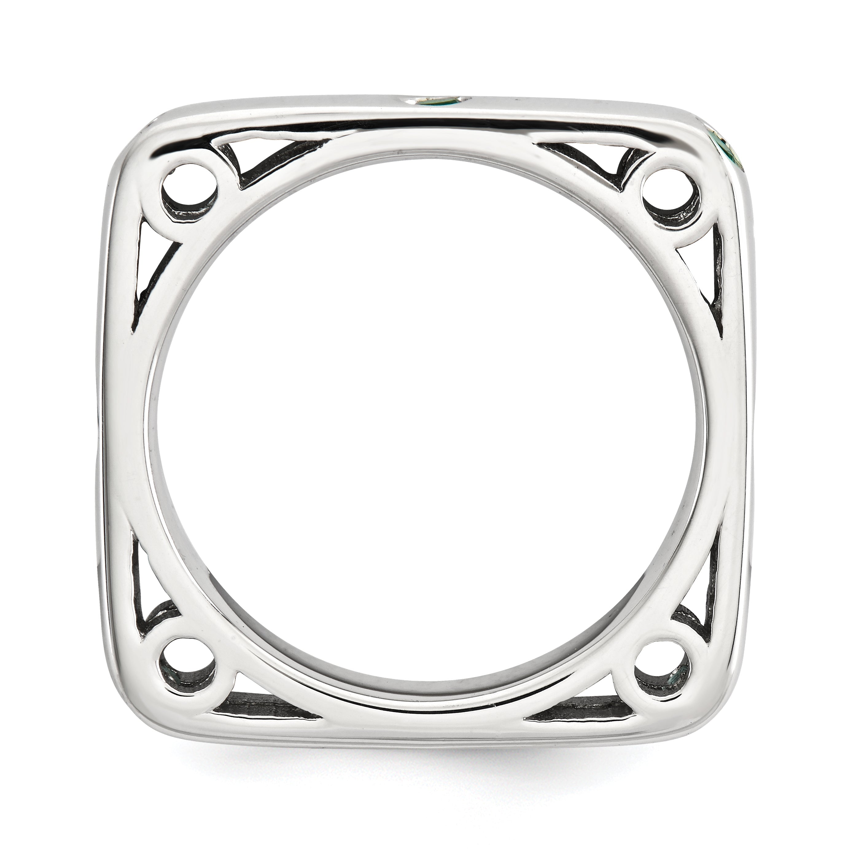 Sterlingsilber Stapelbar Expressions Poliert Erzeugt Smaragd Quadratisch Ring