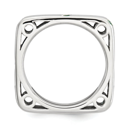 Sterlingsilber Stapelbar Expressions Poliert Erzeugt Smaragd Quadratisch Ring