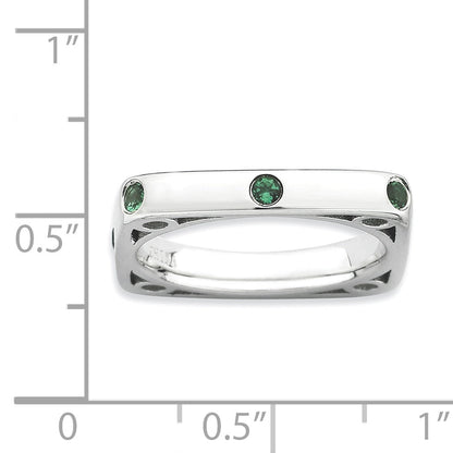 Sterlingsilber Stapelbar Expressions Poliert Erzeugt Smaragd Quadratisch Ring