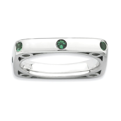 Sterlingsilber Stapelbar Expressions Poliert Erzeugt Smaragd Quadratisch Ring