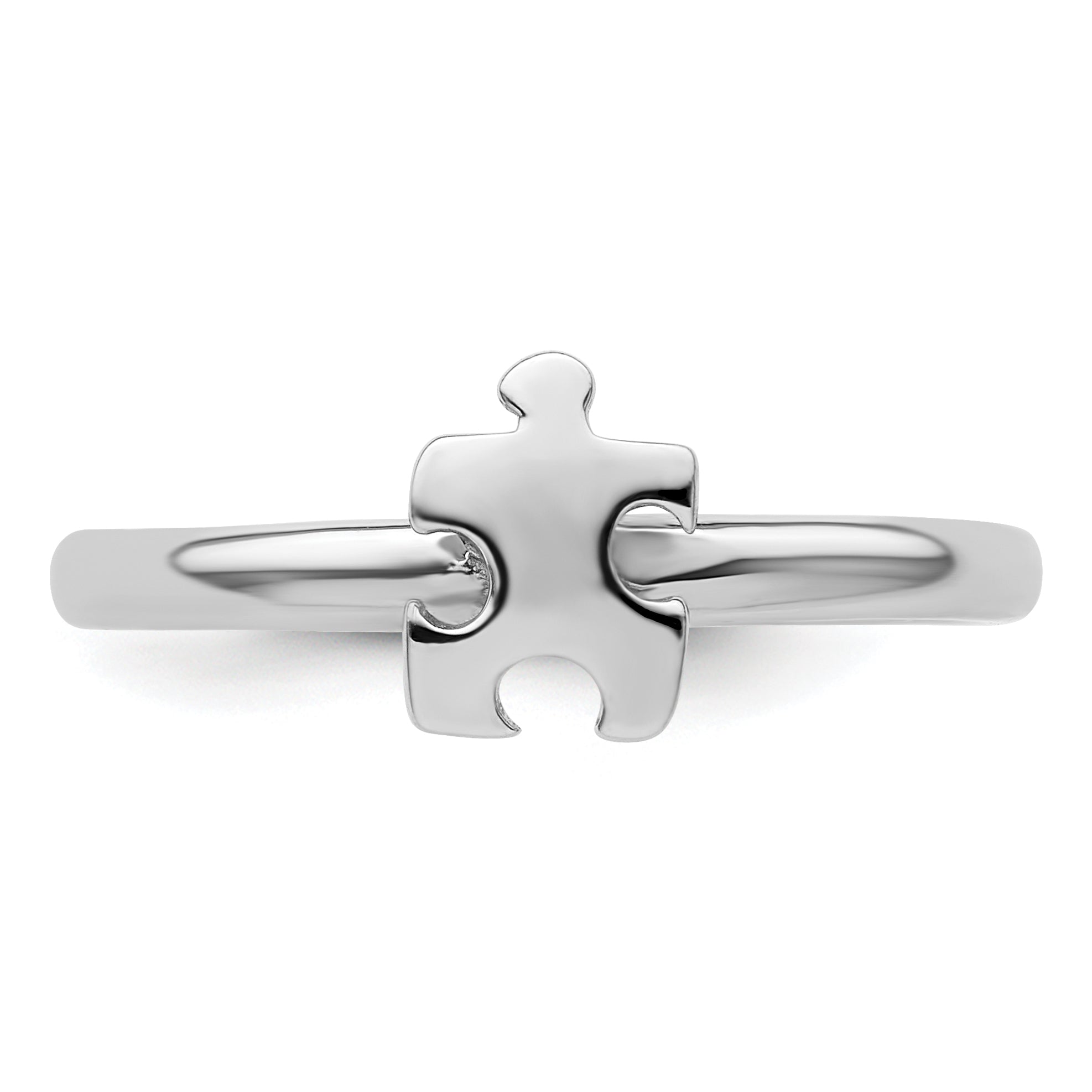 Sterlingsilber Stapelbar Exp. Rhodiniert Bewusstsein Puzzle Stück Ring