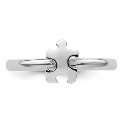 Sterlingsilber Stapelbar Exp. Rhodiniert Bewusstsein Puzzle Stück Ring