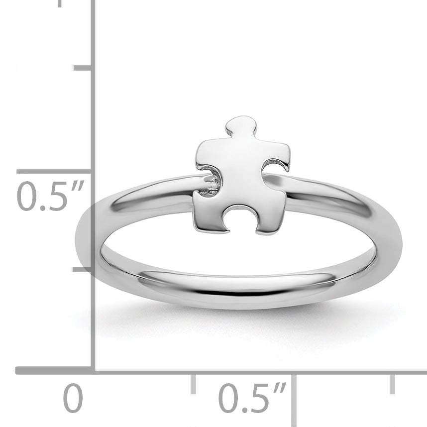 Sterlingsilber Stapelbar Exp. Rhodiniert Bewusstsein Puzzle Stück Ring