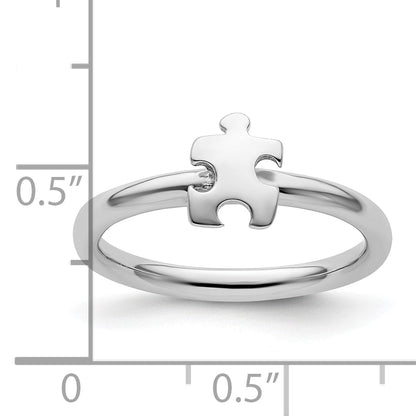 Sterlingsilber Stapelbar Exp. Rhodiniert Bewusstsein Puzzle Stück Ring