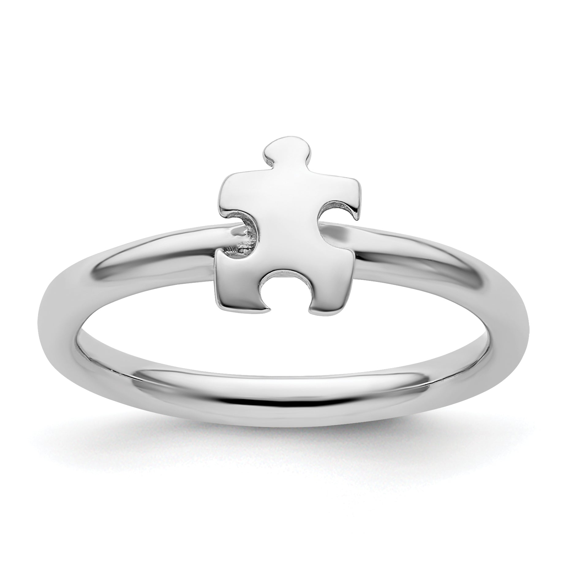 Sterlingsilber Stapelbar Exp. Rhodiniert Bewusstsein Puzzle Stück Ring