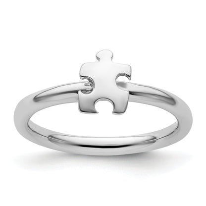 Sterlingsilber Stapelbar Exp. Rhodiniert Bewusstsein Puzzle Stück Ring