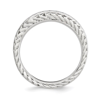 Sterlingsilber Stapelbar Expressions Rhodiniert Gewölbt Ring (size 5 Nur)