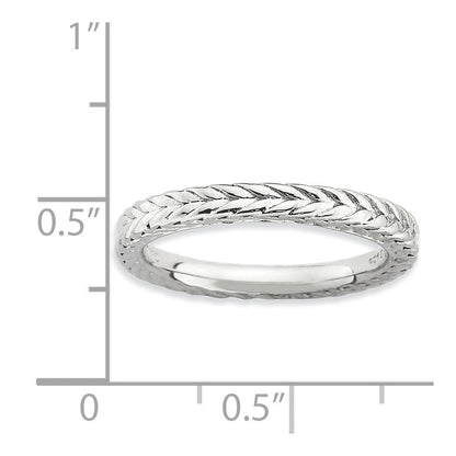 Sterlingsilber Stapelbar Expressions Rhodiniert Gewölbt Ring (size 5 Nur)