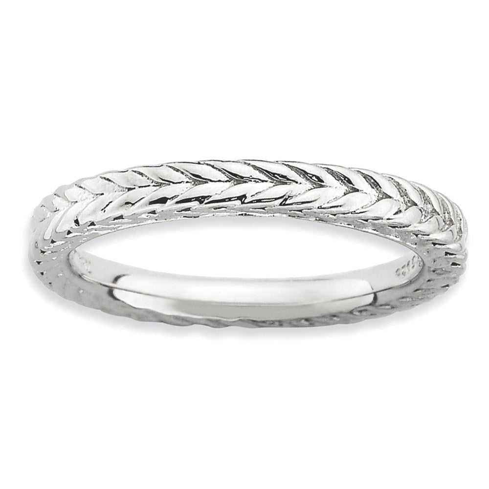Sterlingsilber Stapelbar Expressions Rhodiniert Gewölbt Ring (size 5 Nur)