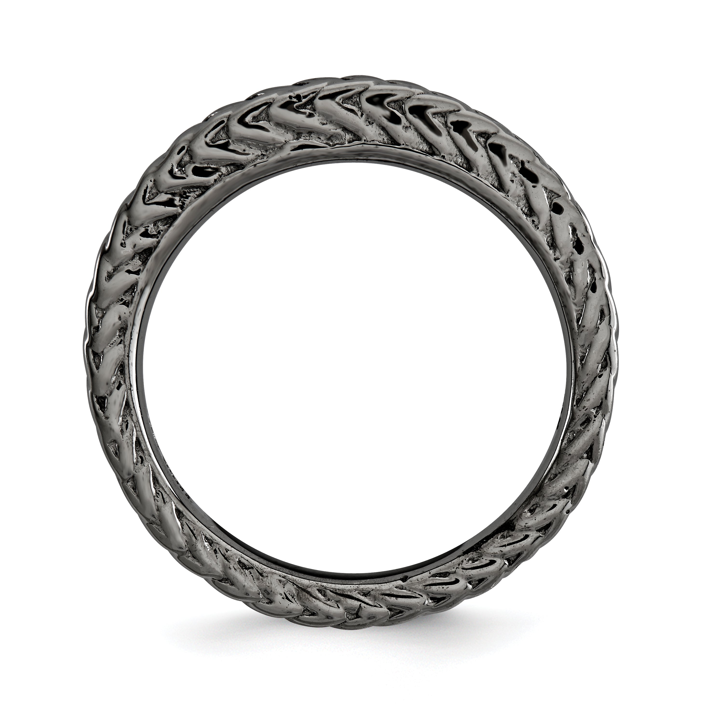 Sterlingsilber Stapelbar Expressions Schwarz Beschichtet Gewölbt Ring