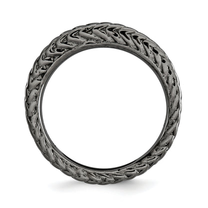 Sterlingsilber Stapelbar Expressions Schwarz Beschichtet Gewölbt Ring