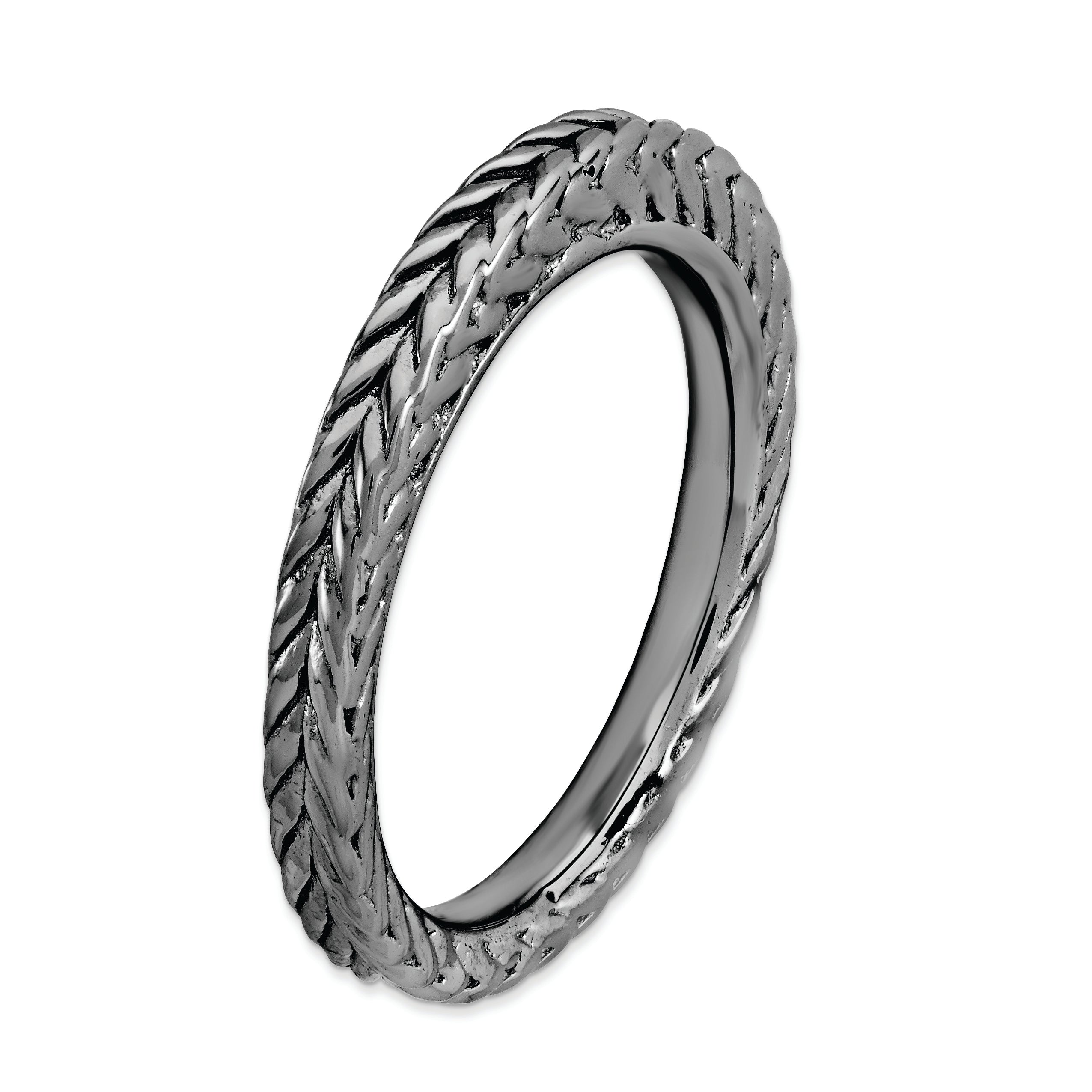Sterlingsilber Stapelbar Expressions Schwarz Beschichtet Gewölbt Ring