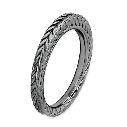 Sterlingsilber Stapelbar Expressions Schwarz Beschichtet Gewölbt Ring