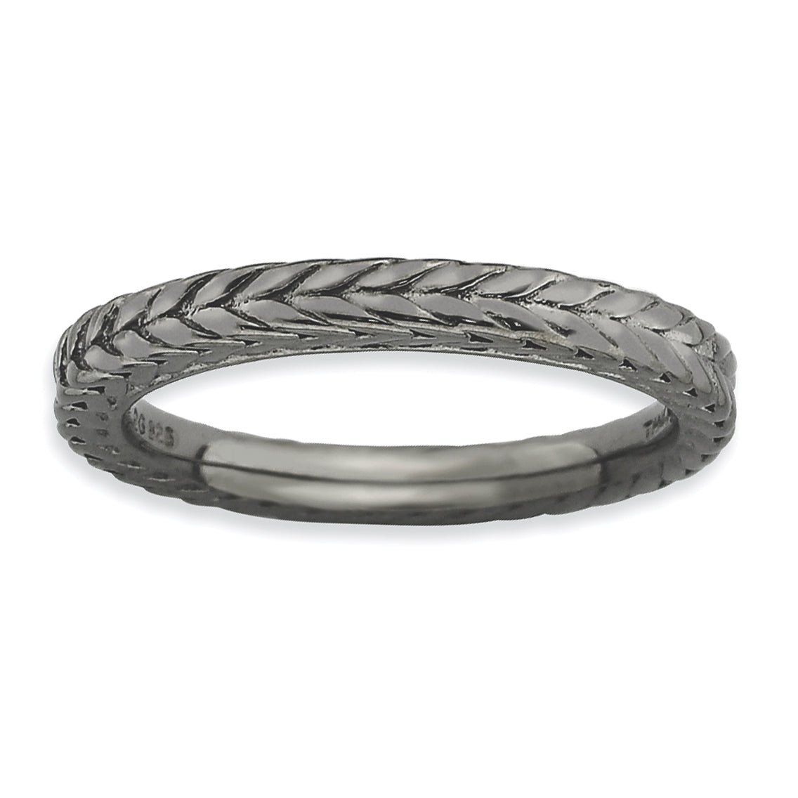 Sterlingsilber Stapelbar Expressions Schwarz Beschichtet Gewölbt Ring