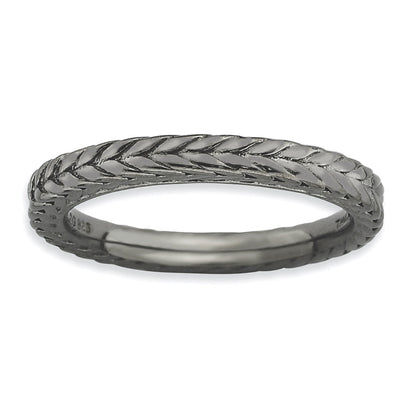 Sterlingsilber Stapelbar Expressions Schwarz Beschichtet Gewölbt Ring